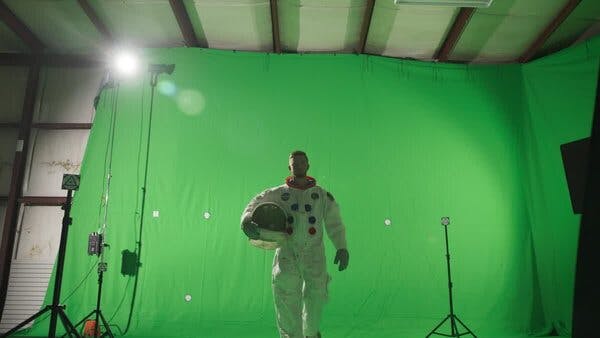 Astronaut Walking on Green Screen